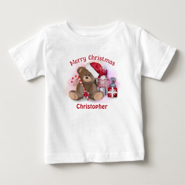 Glad jul Björn Småbarn Barn Baby Jul  T Shirt (Framsida)