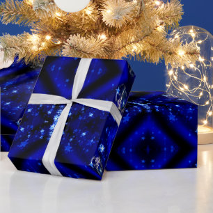 Glad jul Blå Stjärnor Bauble Ornamenter Presentpapper