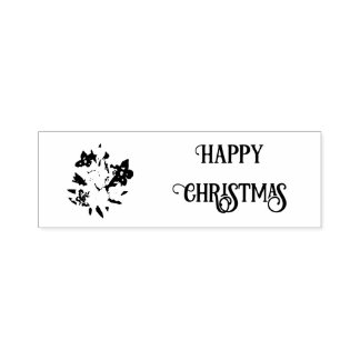 Glad jul Blommig Gummistämpel Självfärgande Stämpel