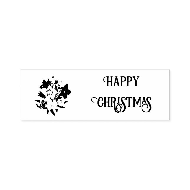 Glad jul Blommig Gummistämpel Självfärgande Stämpel (Design)