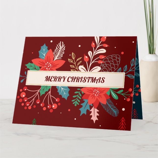 Glad jul Blomster Kort (Framsida)