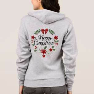 Glad jul blomsterkrans dragkedja hoodie t shirt