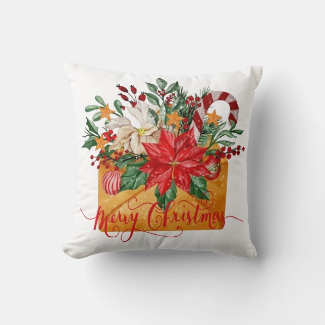 Glad jul blomsterkuvert kudde (Framsida)