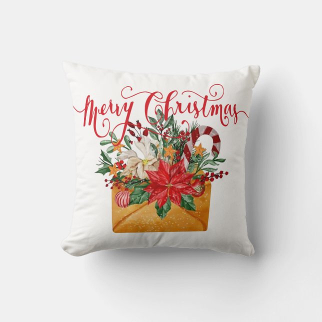 Glad jul blomsterkuvert  kudde (Framsida)