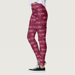 Glad jul Bokstavsgodisa Burgunderröd Leggings