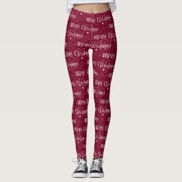 Glad jul Bokstavsgodisa Burgunderröd Leggings