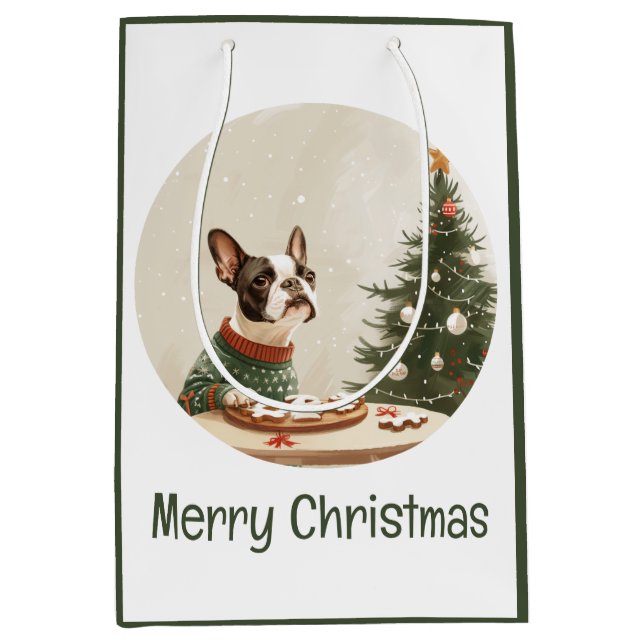 Glad jul Boston Terrier Hund (Framsidan)