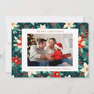 Glad jul Botanisk Grönska Två Foto Julkort