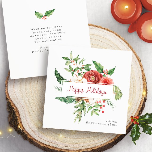 Glad jul botanisk julkort (Happy Holidays Botanical Christmas Card
)