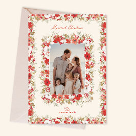 glad jul botaniska röda eleganta fotoram julkort