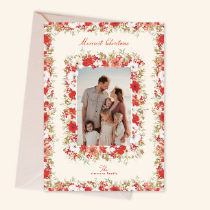 glad jul botaniska röda eleganta fotoram julkort