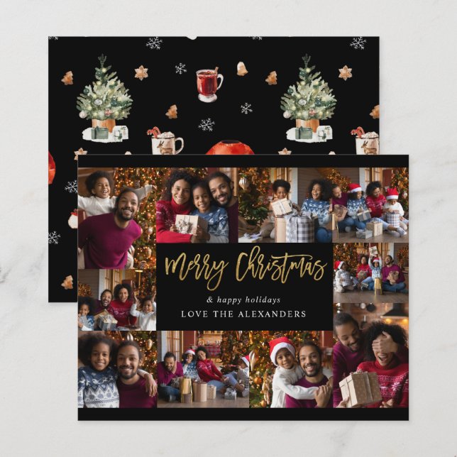 Glad jul budget 10 multi foto - svart guld (Fram/baksida)