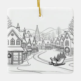 Glad Jul Byn Snö Scen Personlig Julgransprydnad Keramik