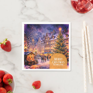 Glad Jul Bysättning Familj Julunderlägg Pappersservett