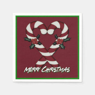 Glad jul Candy Cane Hjärtat Röda Servetter
