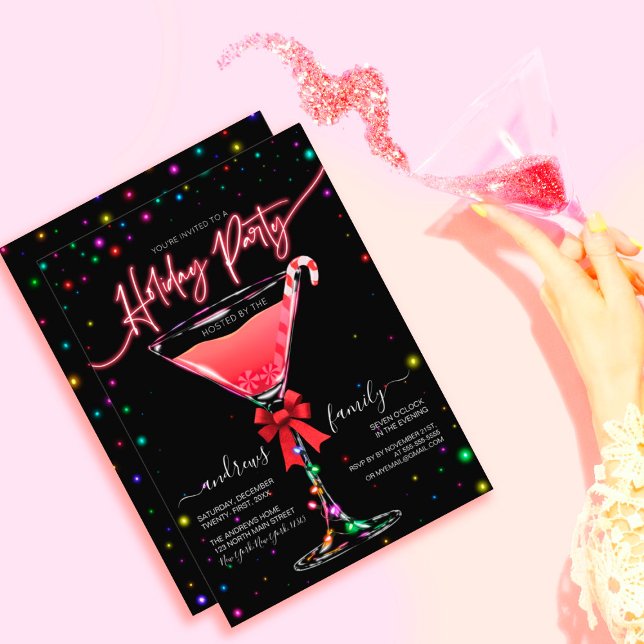 Glad jul, Candy cane Martini Helgdag Inbjudningar (Skapare uppladdad)