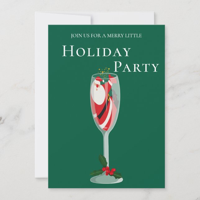 Glad jul Cheers Tomte champagne Högtid Inbjudningar (Framsida)