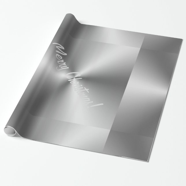 Glad jul Chic Metallisk Silver Presentinslagning Presentpapper (Utrullad)