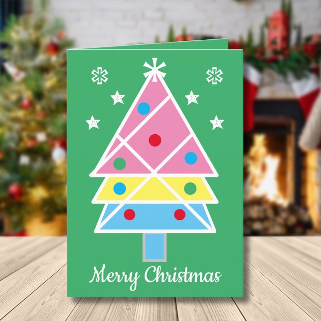 Glad Jul Chic Skriptnamn Moderna Konstnärligt Cool Helgkort (Personalize this simple, cute light green Christmas card. Make it your own.)