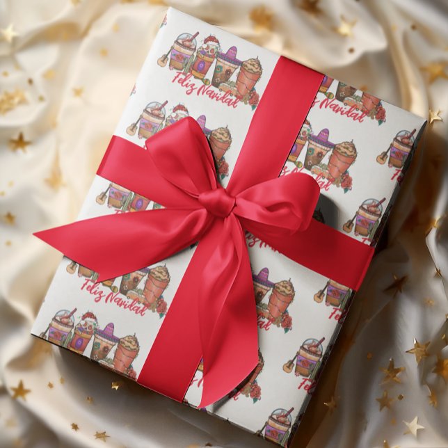 Glad jul Christmas Mexiko  Kaffe Drycker Presentpapper (Skapare uppladdad)