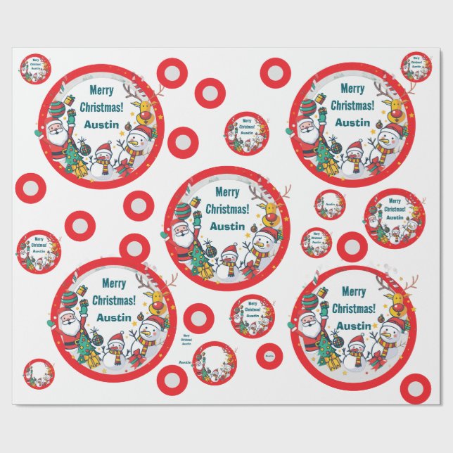 Glad jul cirkel av favorit semesterns symboler presentpapper (Platt)