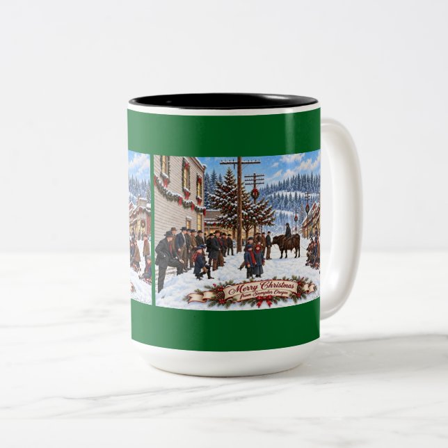 Glad jul Cup från Sumpter Oregon Två-Tonad Mugg (Framsida höger)