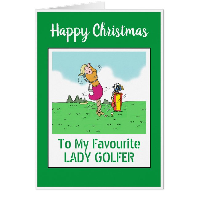Glad jul dam golfare hälsningskort (Framsidan)