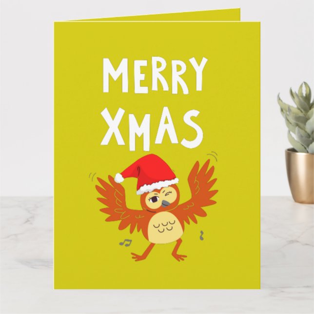 Glad Jul Dansande Uggla       Kort (Liten växt)