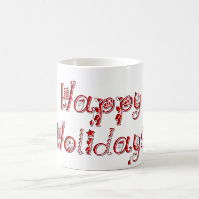 Glad jul dekorerad text kaffemugg (Center)
