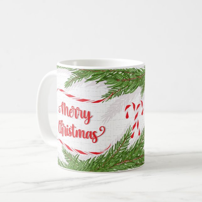 Glad jul-design med sockerrör kaffemugg (Framsida vänster)