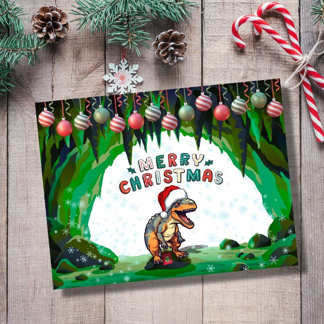 Glad jul dinosaur semestergreetingkort helg vykort (Skapare uppladdad)