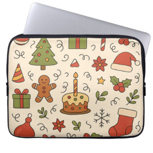 Glad jul Doodle-mönster Laptop Fodral
