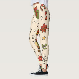 Glad jul Doodle-mönster Leggings
