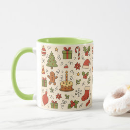 Glad jul Doodle-mönster Mugg