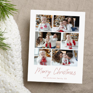 Glad jul Dusty Rose Script 6 Foto Collage Helg Vykort