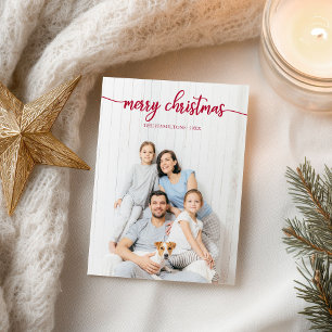 Glad jul Elegant röd Skrift Unik Foto Vykort
