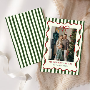 Glad jul Elegant röd slinga Foto Högtidlig Julkort