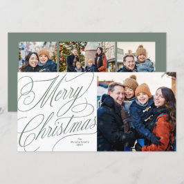 Glad jul elegant skrivstil grön foto julkort