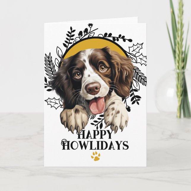 Glad jul English Springer Spaniel jul Helgkort (Framsida)