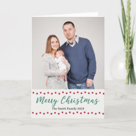Glad jul Enkel röd och grön anpassad foto Helgkort