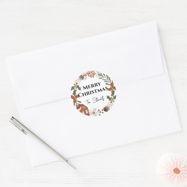 Glad Jul Etikett i Enkel Nordisk Stil (Kuvert)