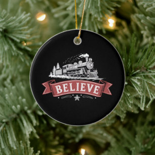 Glad jul Express Nordpolen Xmas Tomte  Julgransprydnad Keramik