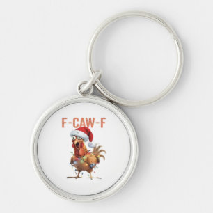 Glad jul F Caw F Retro Cool Design Rund Silverfärgad Nyckelring