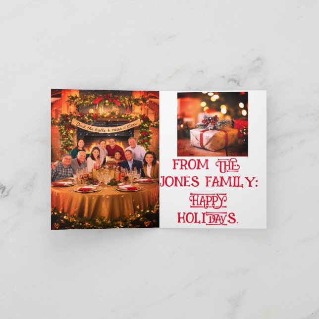 Glad jul familj Foto Vik kort Julkort (Inuti)