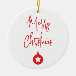 Glad jul familj nytt år meddelande julgransprydnad keramik
