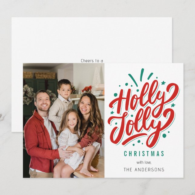 Glad Jul Familjefoto  Julkort (Fram/baksida)