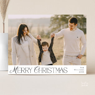 Glad jul familjefoto, Modern Elegant Vykort