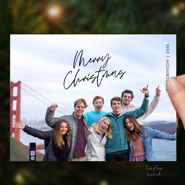 Glad jul familjefoto, modern minimalism vykort (Merry Christmas Family Photo, Modern Minimal Postcard)
