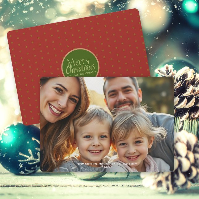 Glad jul familjefoto platt julkort (Skapare uppladdad)