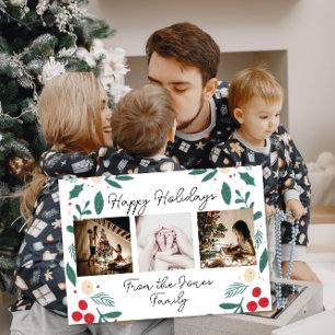 Glad jul familjefotokort Vintage jul Kort